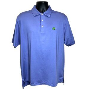 Peter Millar Summer Comfort Port Blue Performance Golf Polo Oak Tree Logo Large